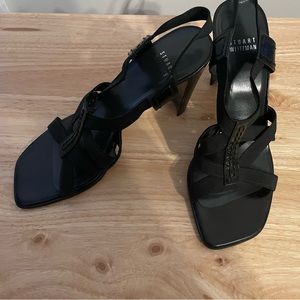 Stuart Weitzman-strappy leather/elastic vintage heels -7.5 but would fit size 7